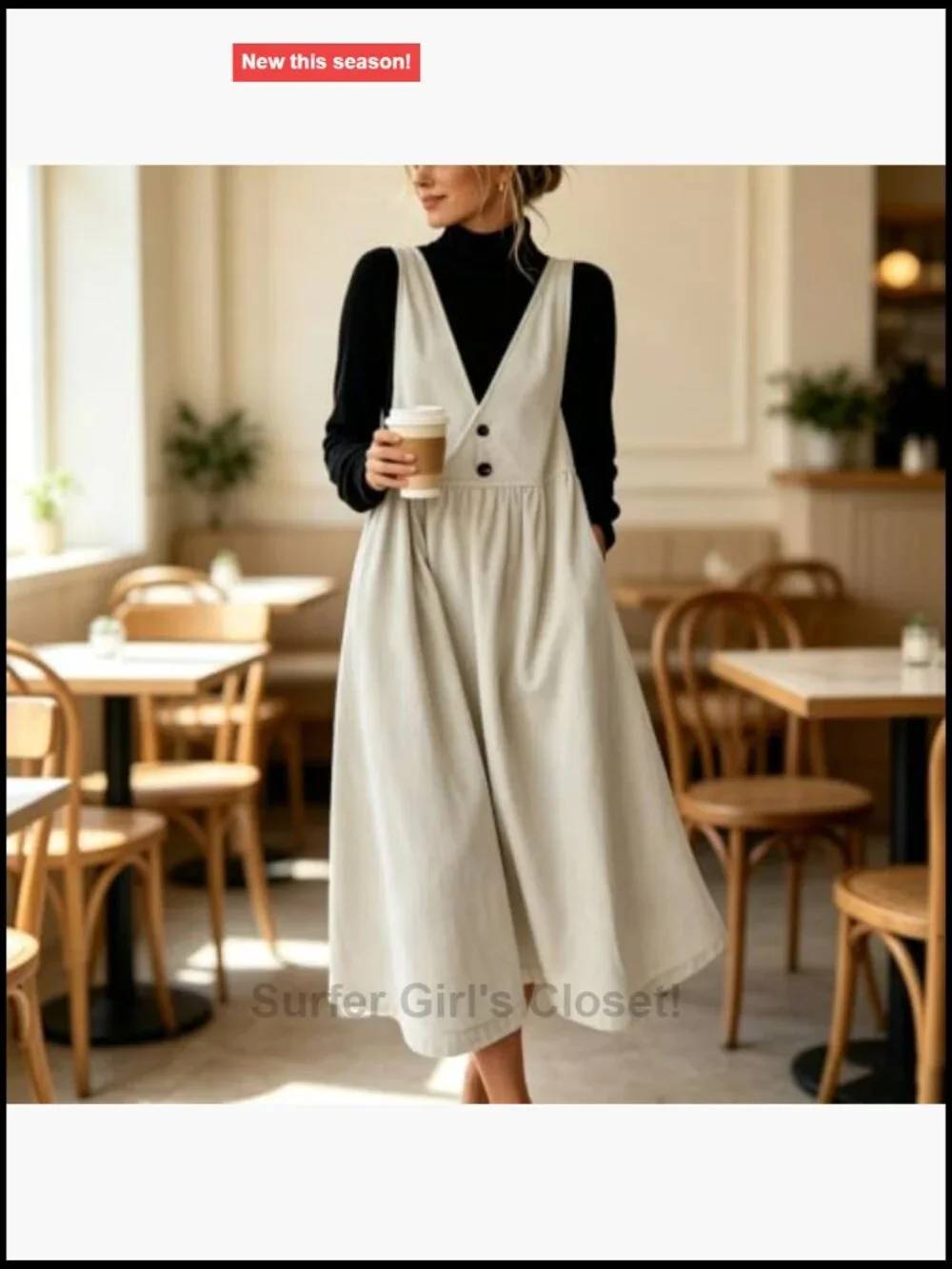 Women's Sleeveless Corduroy Jumper Dress Flare Midi Overall with Pockets